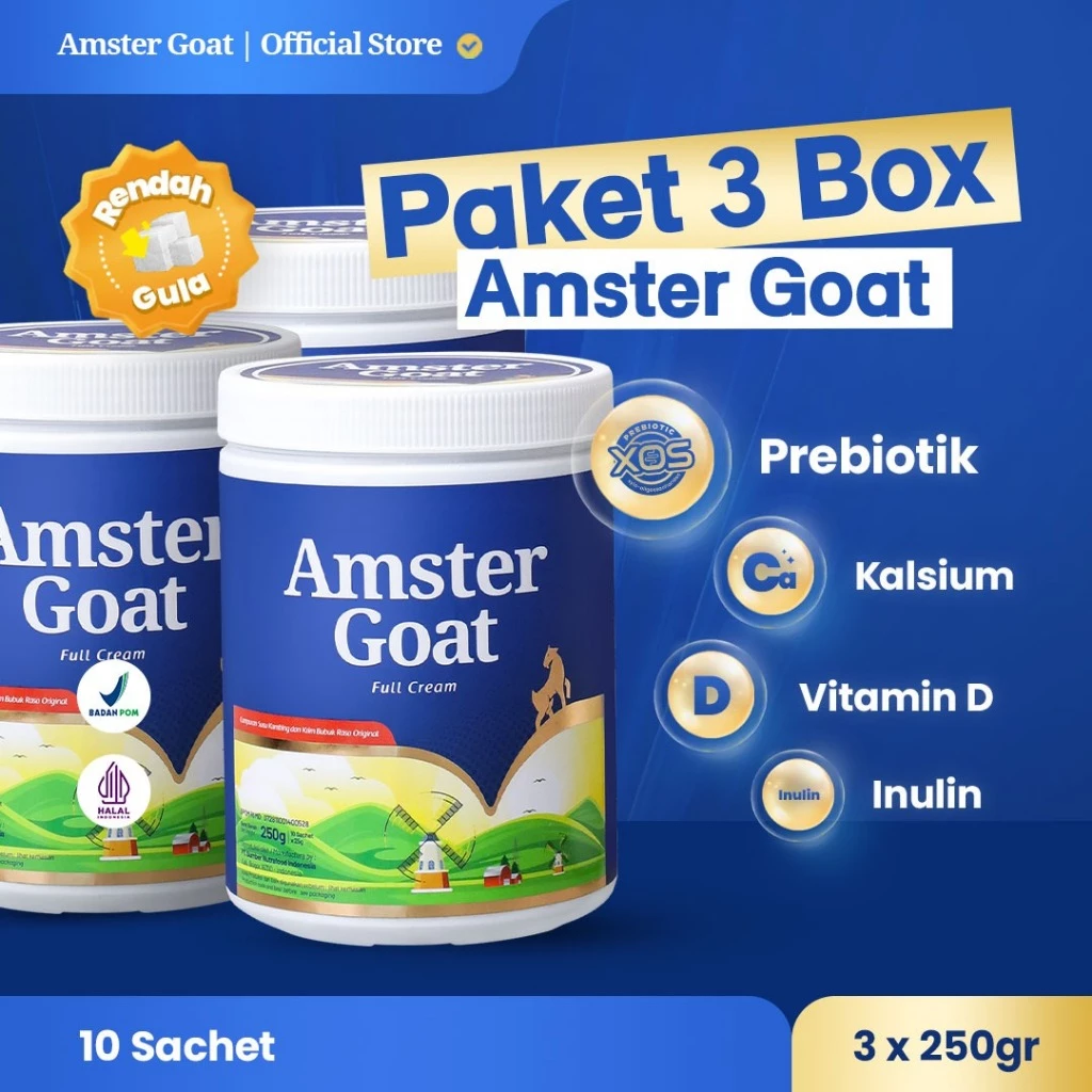 Amster Goat Isi 3 Toples – Susu Kambing Premium untuk Pencernaan dan Lambung Sehat