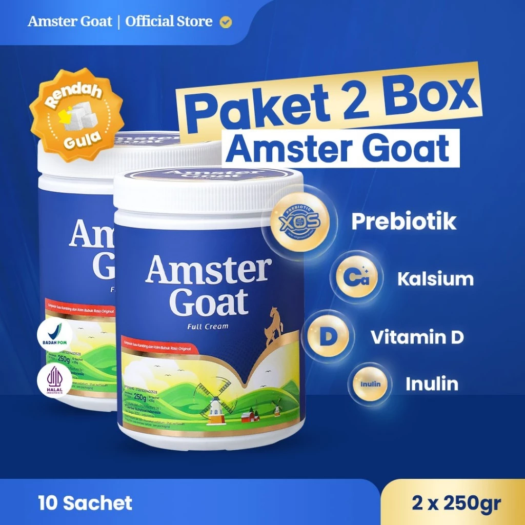 PAKET 2BOX AMSTER GOAT - Susu Kambing Amstergoat Di Formulasikan Untuk Kesehatan Pencernaan 250gr