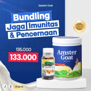 PAKET IMUN BOOSTER TUBUH - Susu Kambing Amster Goat & Habbatussauda Oil Nigellive Isi 100 Kapsul
