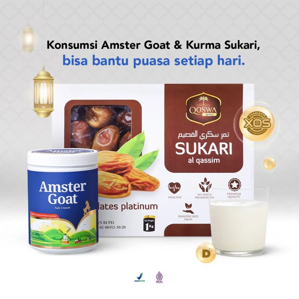 Kombo Perut Sehat Amstergoat 1 BOX + Kurma Qoswa Sukari 1 Kg