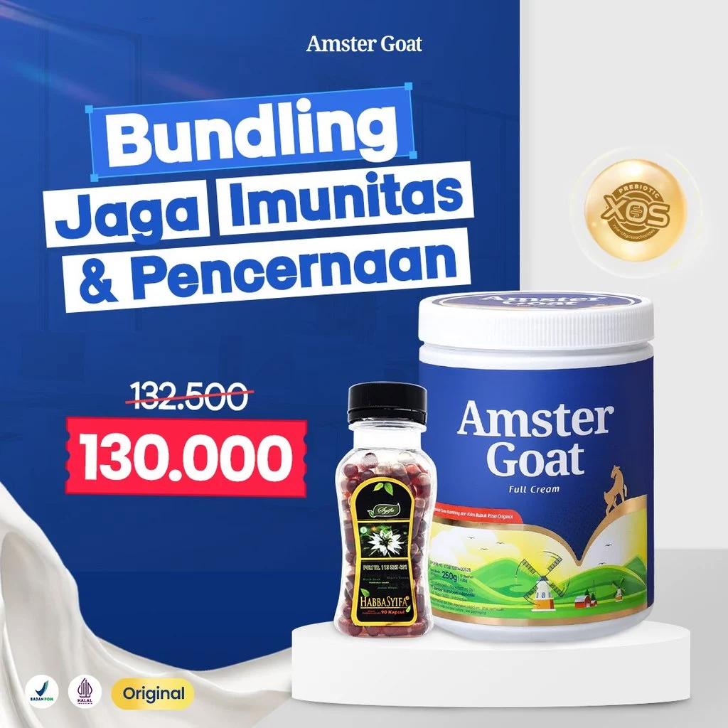 PAKET PENAMBAH STAMINA TUBUH - Susu Kambing Amster Goat + Habbasyifa Habbatussauda Oil Isi 90 Kapsul
